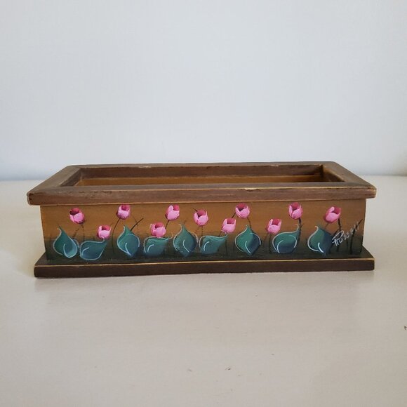 Hand Painted Wood Planter - Picture 1 of 7